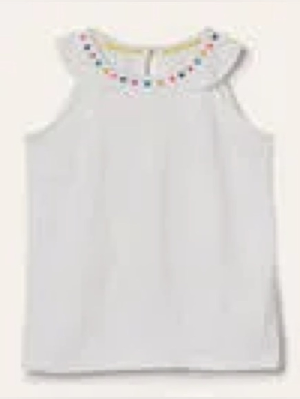 Charlie Pom Jersey Tank	
 	 	 	 
Colour:	White	
 	 	 	 
Size:	13-14y